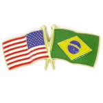 Logo Branded USA & Brazil Flag Pin