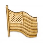Custom Waving American Flag Wood Pin
