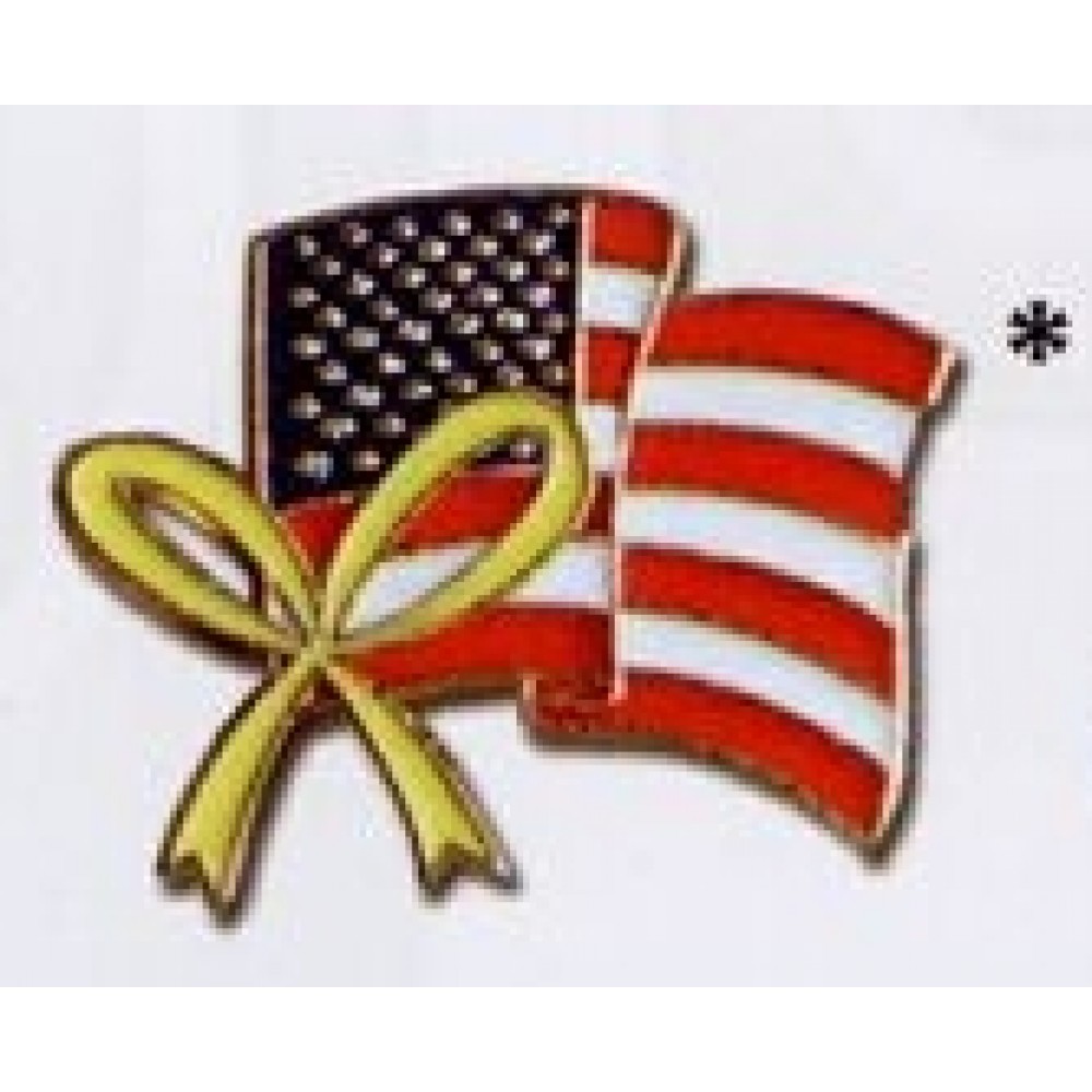 Stock Patriotic Lapel Pins (Flag and Ribbon) with Logo