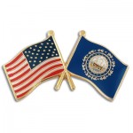 New Hampshire & USA Crossed Flag Pin with Logo