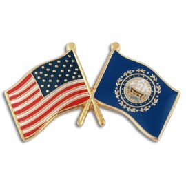 New Hampshire & USA Crossed Flag Pin with Logo
