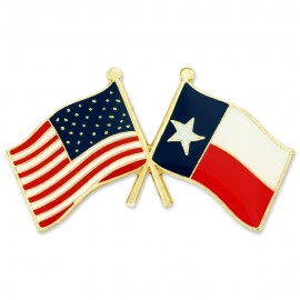 Custom Texas & USA Crossed Flag Pin