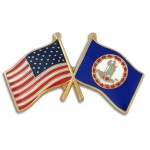 Virginia & USA Crossed Flag Pin with Logo