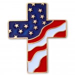 Customized American Flag Cross Pin Magnetic Back