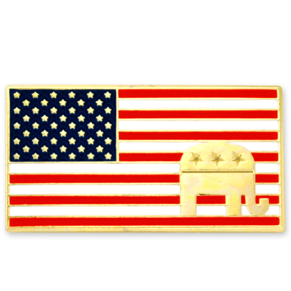 Customized American Flag Republican Pin