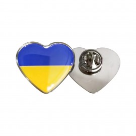 1" x 1'' Ukraine Lapel Pin-Heart Shaped with Logo