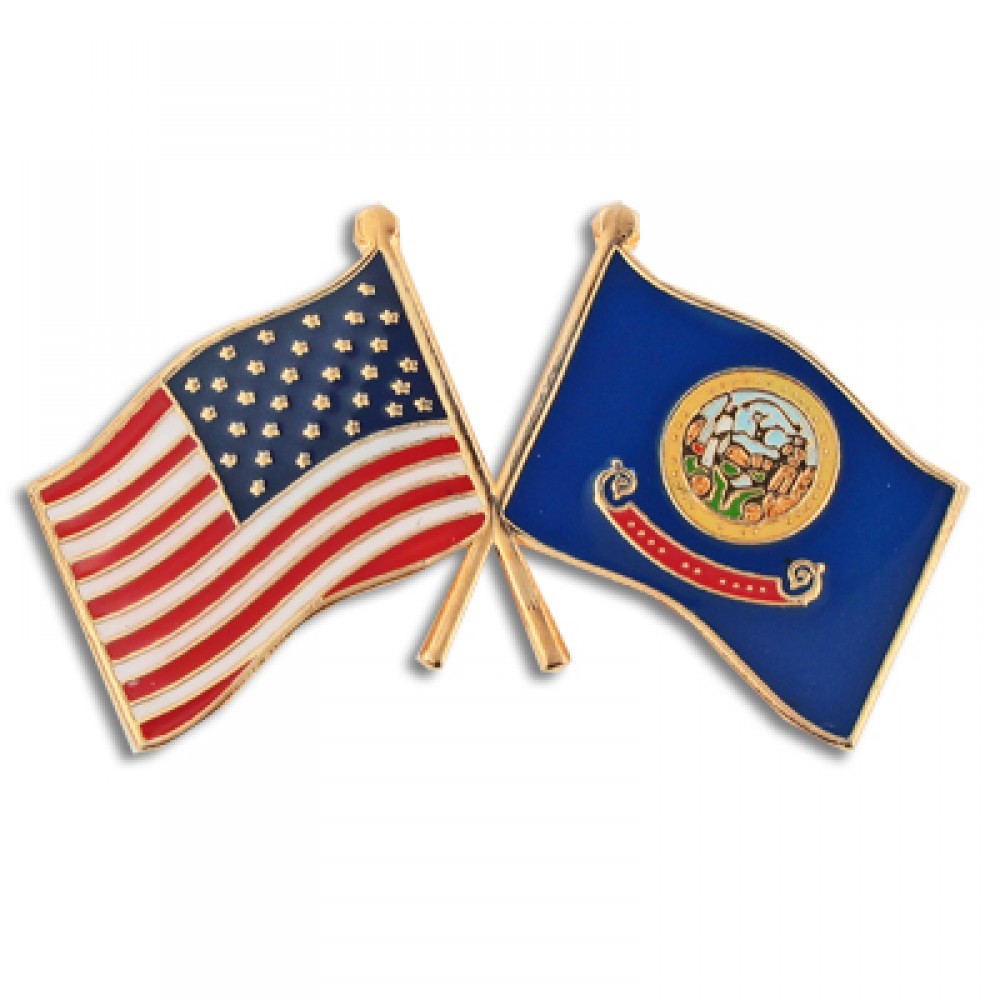 Idaho & USA Flag Pin with Logo