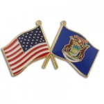 Michigan & USA Crossed Flag Pin with Logo