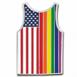 Gay Pride USA Tank Top Lapel Pin with Logo