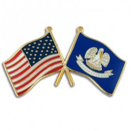 Logo Branded Louisiana & USA Flag Pin  Logo Branded Louisiana & USA Flag Pin