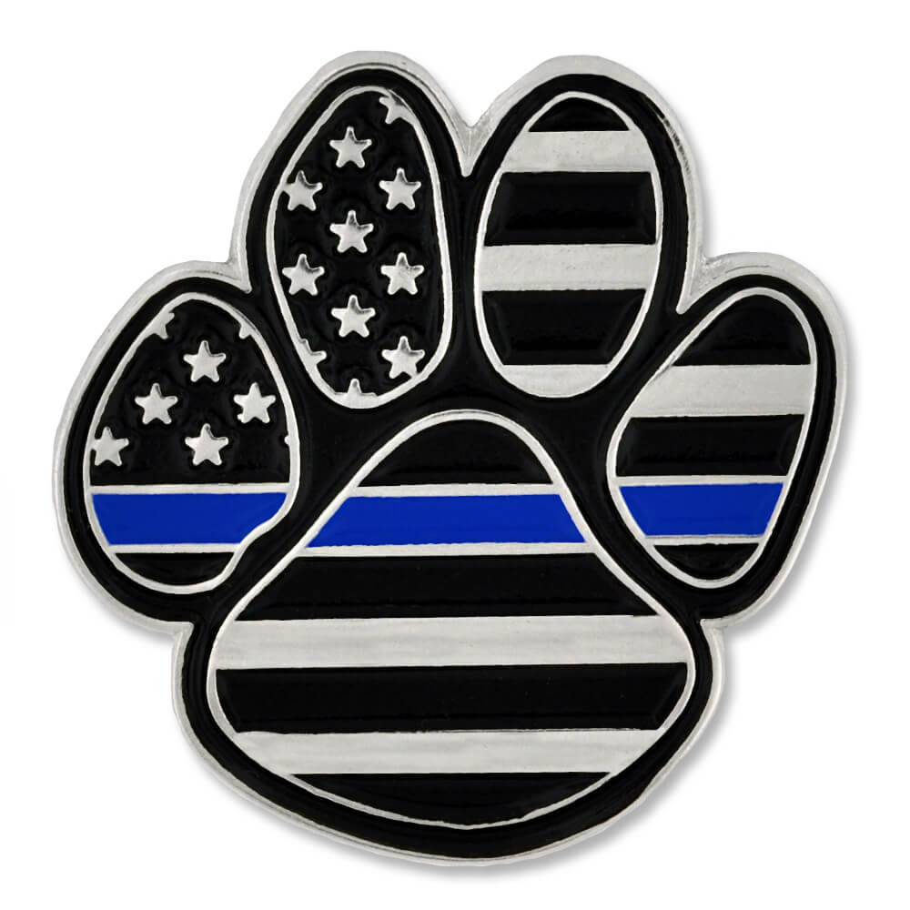 Personalized Thin Blue Line Paw Print Pin
