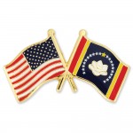 Logo Branded Mississippi & USA Crossed Flag Pin