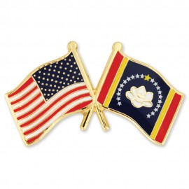Logo Branded Mississippi & USA Crossed Flag Pin