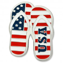 Patriotic Flip Flops Lapel Pin with Logo