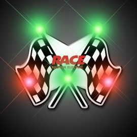 Checkered Flag Blinky Lights Pin - Domestic Imprint with Logo