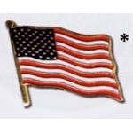 Stock Patriotic American Waving Flag Lapel Pins (24 Hours Service) with Logo