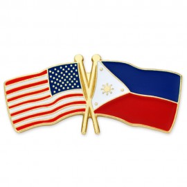Personalized USA & Philippines Flag Pin