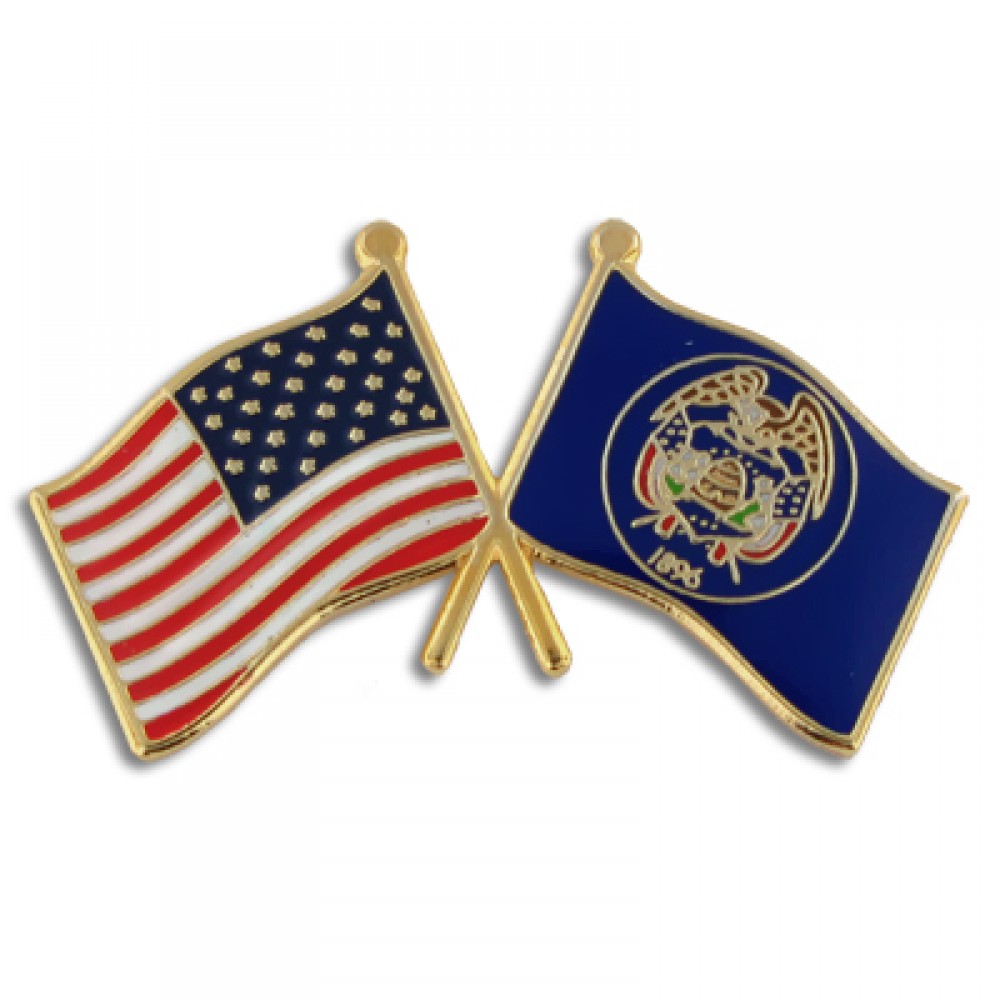 Custom Utah & USA Crossed Flag Pin