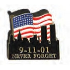 Personalized 9/11 NYC Skyline "Never Forget" Stock Pin