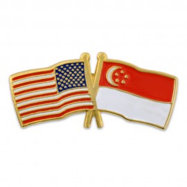 USA & Singapore Flag Pin with Logo