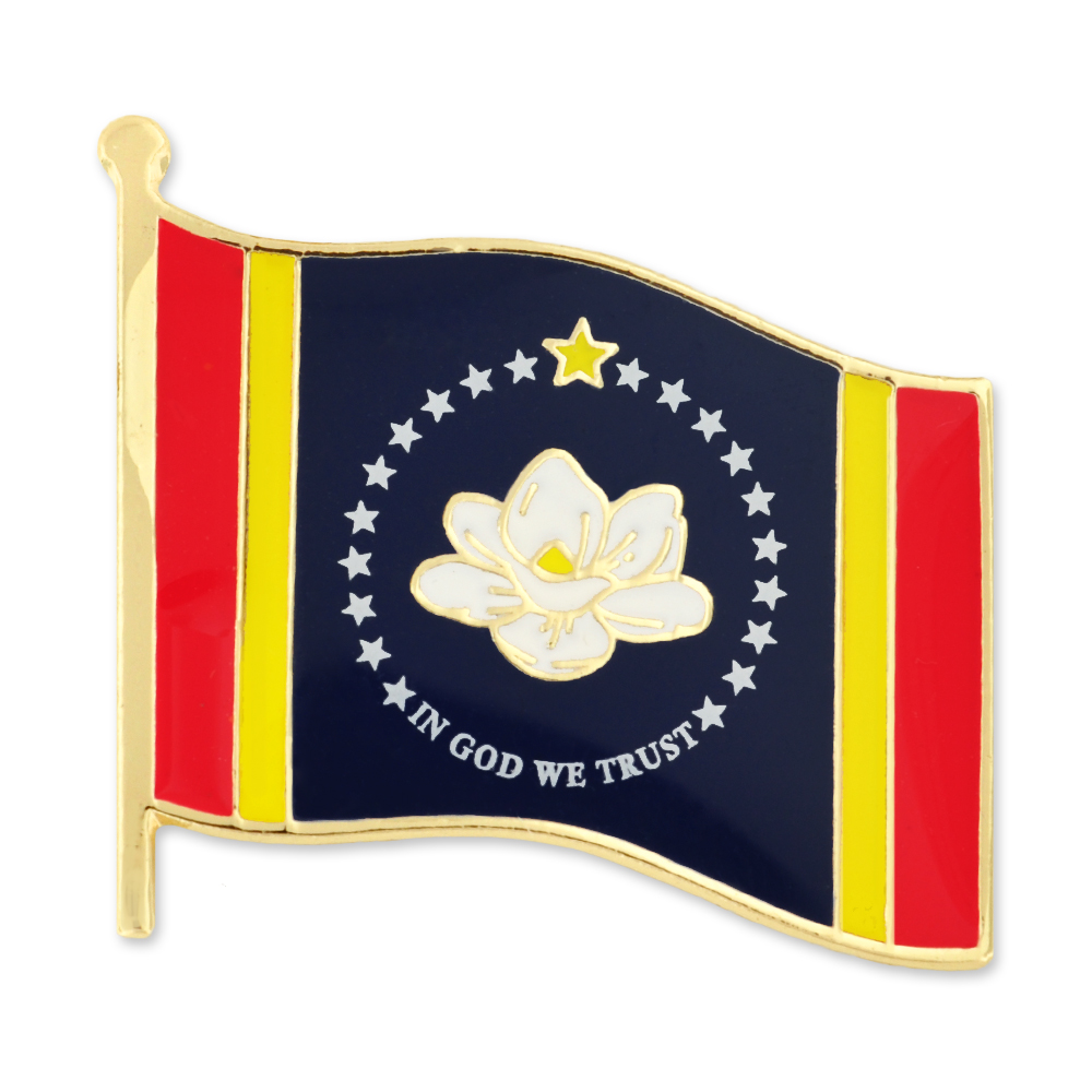 Mississippi State Flag Pin with Logo