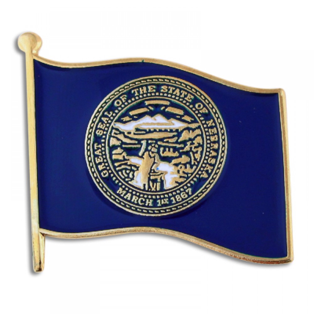 Nebraska State Flag Pin with Logo