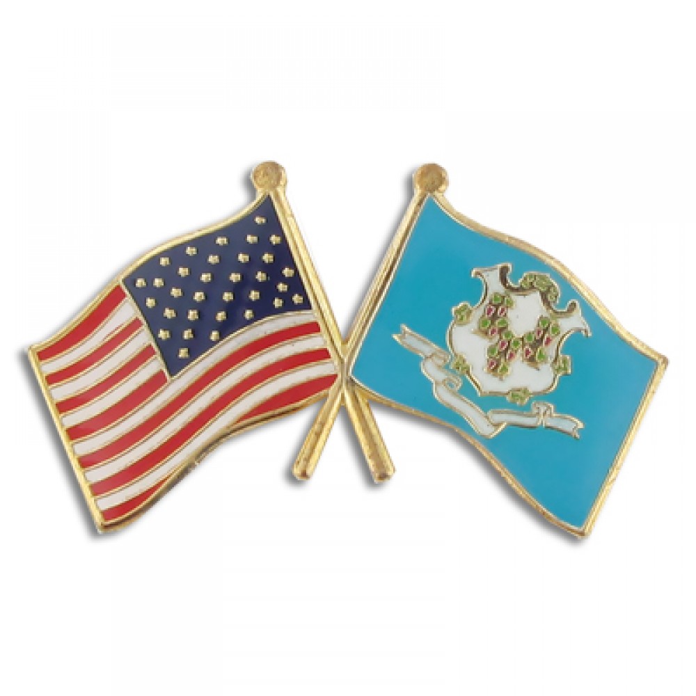 Promotional Connecticut & USA Flag Pin