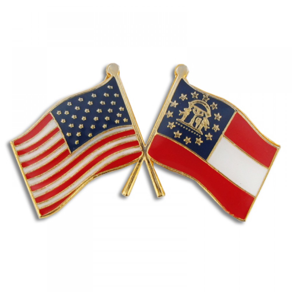Georgia & USA Flag Pin with Logo