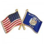 Personalized Wisconsin & USA Crossed Flag Pin