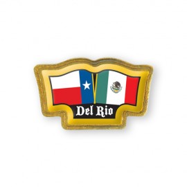 Brass Double Flag Lapel Pin Full Color (3/4"x1 1/4") with Logo  Brass Double Flag Lapel Pin Full Color (3/4"x1 1/4") with Logo