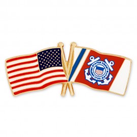 Officially Licensed U.S. Coast Guard & U.S.A. Flag Pin with Logo  Officially Licensed U.S. Coast Guard & U.S.A. Flag Pin with Logo