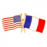 USA & France Flag Pin with Logo