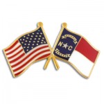 Personalized North Carolina & USA Crossed Flag Pin