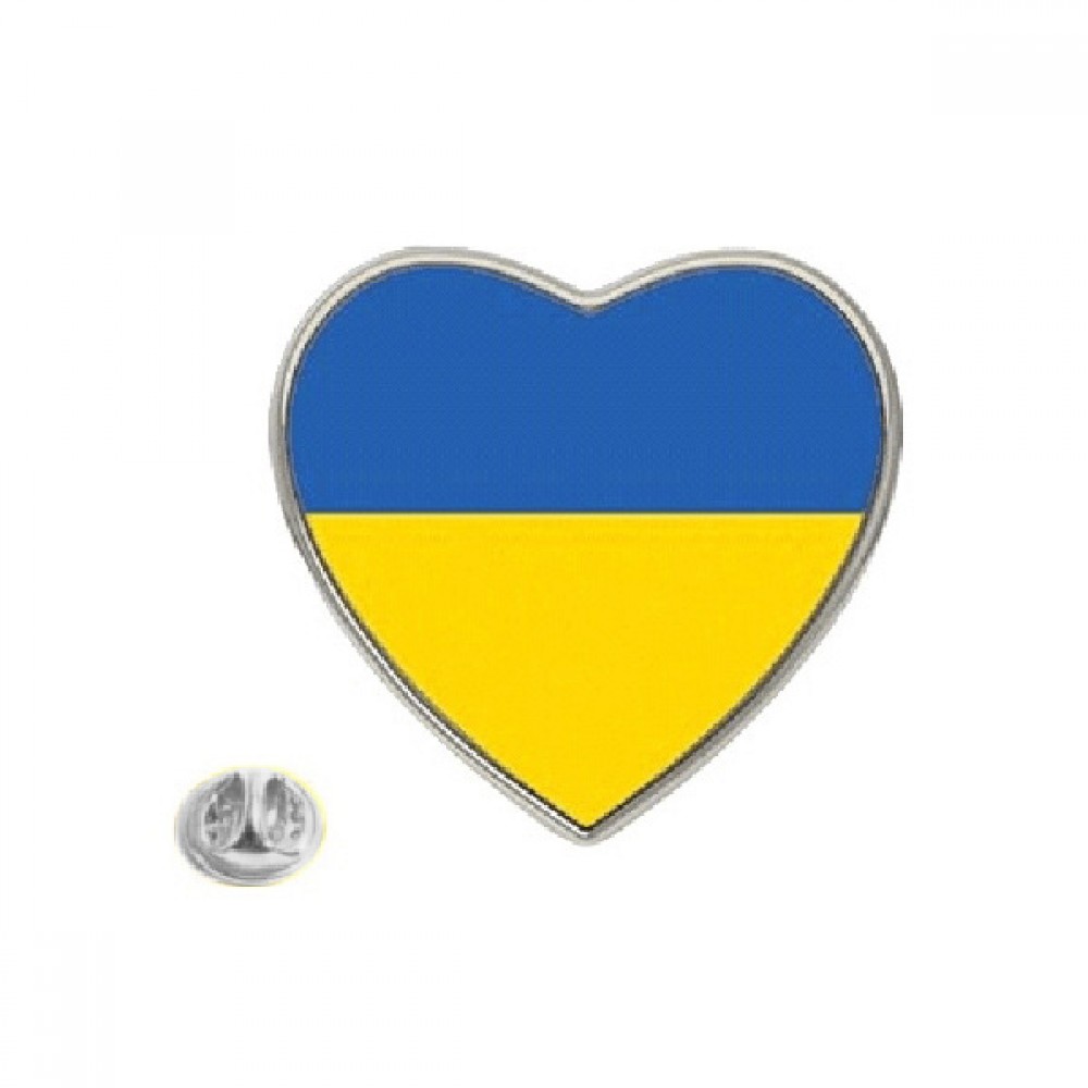 Promotional 1" x 1'' Ukraine Lapel Pin-Heart Shaped