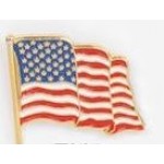 Waving American Flag Stock Casting Lapel Pin with Logo