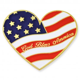 Heart Shaped Flag Pin with Logo