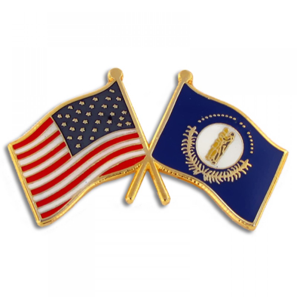 Kentucky & USA Flag Pin with Logo