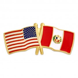 USA & Peru Flag Pin with Logo