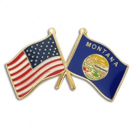 Customized Montana & USA Crossed Flag Pin