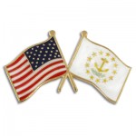 Logo Branded Rhode Island & USA Crossed Flag Pin