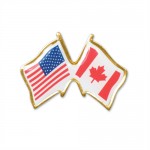 Double Flag Printed Stock Lapel Pin with Logo