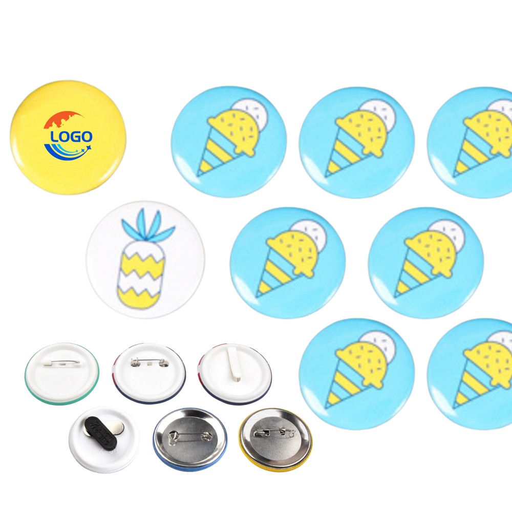 MOQ 20pcs 2.3" Round Plastic/Tinplate Full-Color Badge Pin with Logo