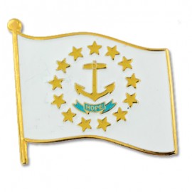 Rhode Island State Flag Pin with Logo