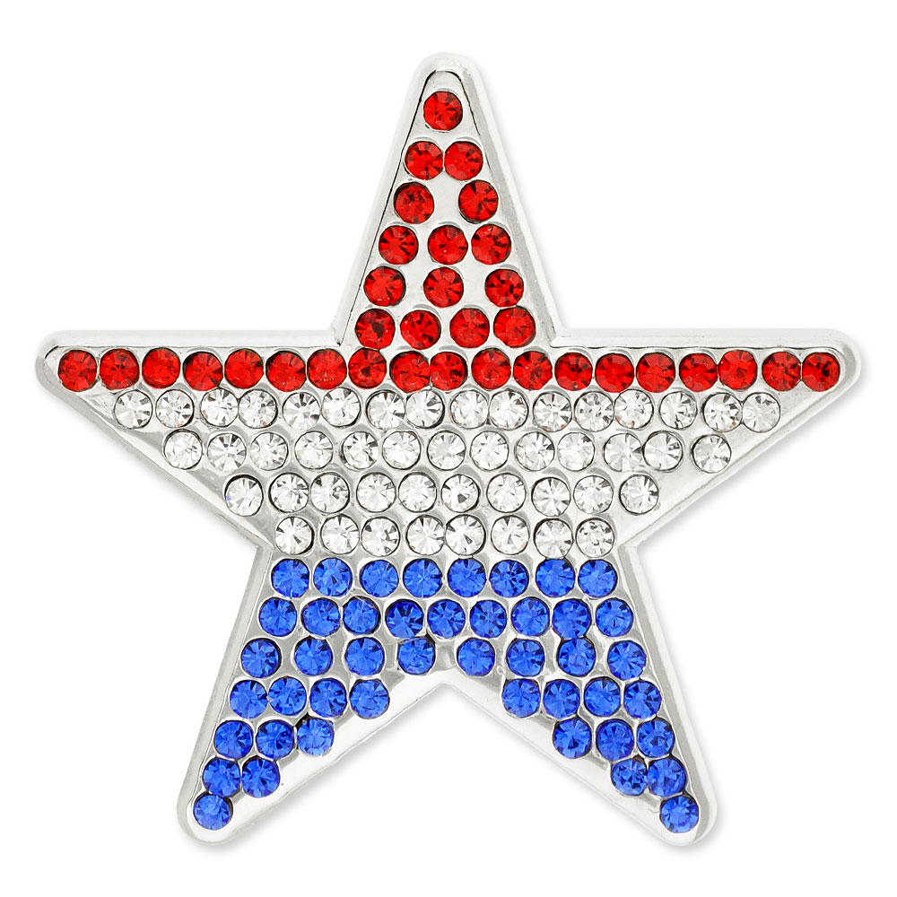 Logo Branded Rhinestone USA Star Pin