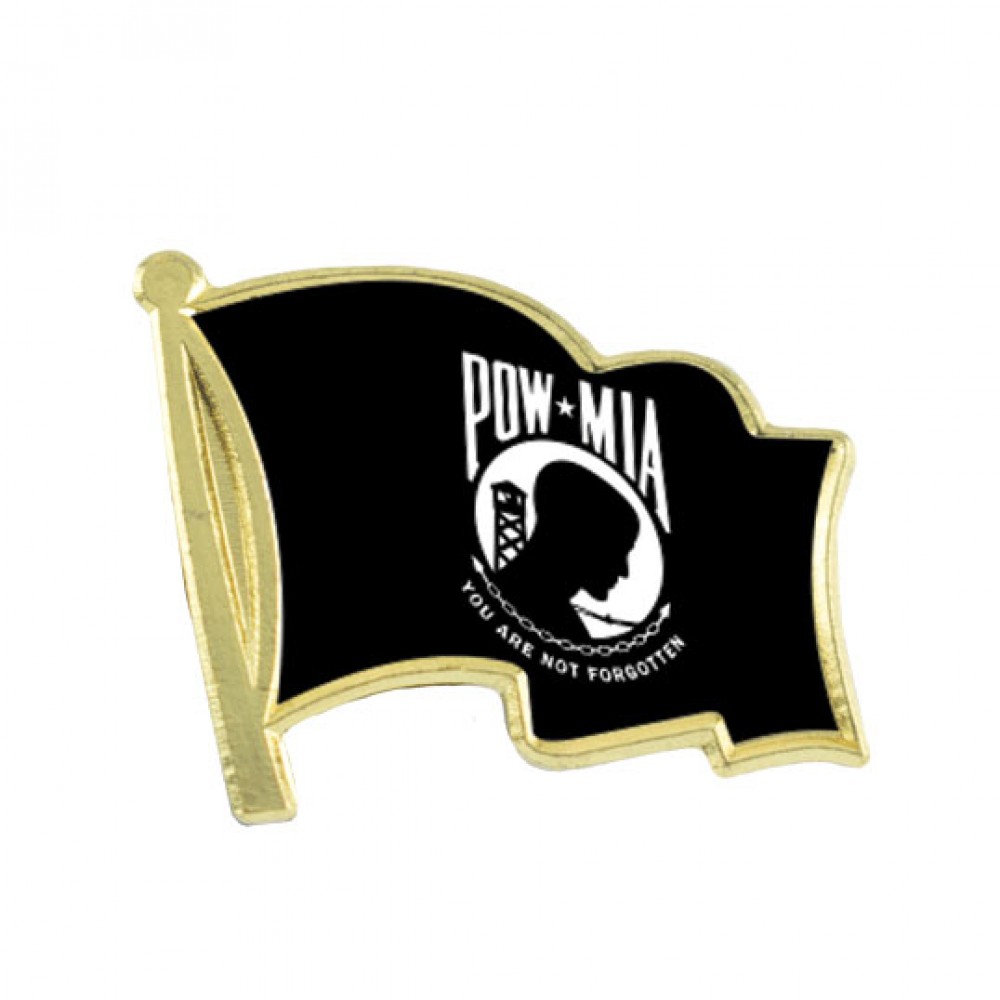 Promotional Texture Tone 1" Bright Gold Flag Lapel Pin (1")