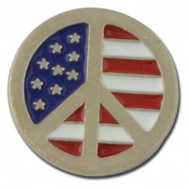 Peace Symbol w/American Flag Lapel Pin with Logo