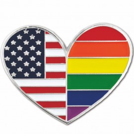 Logo Branded Gay Pride USA Heart Lapel Pin