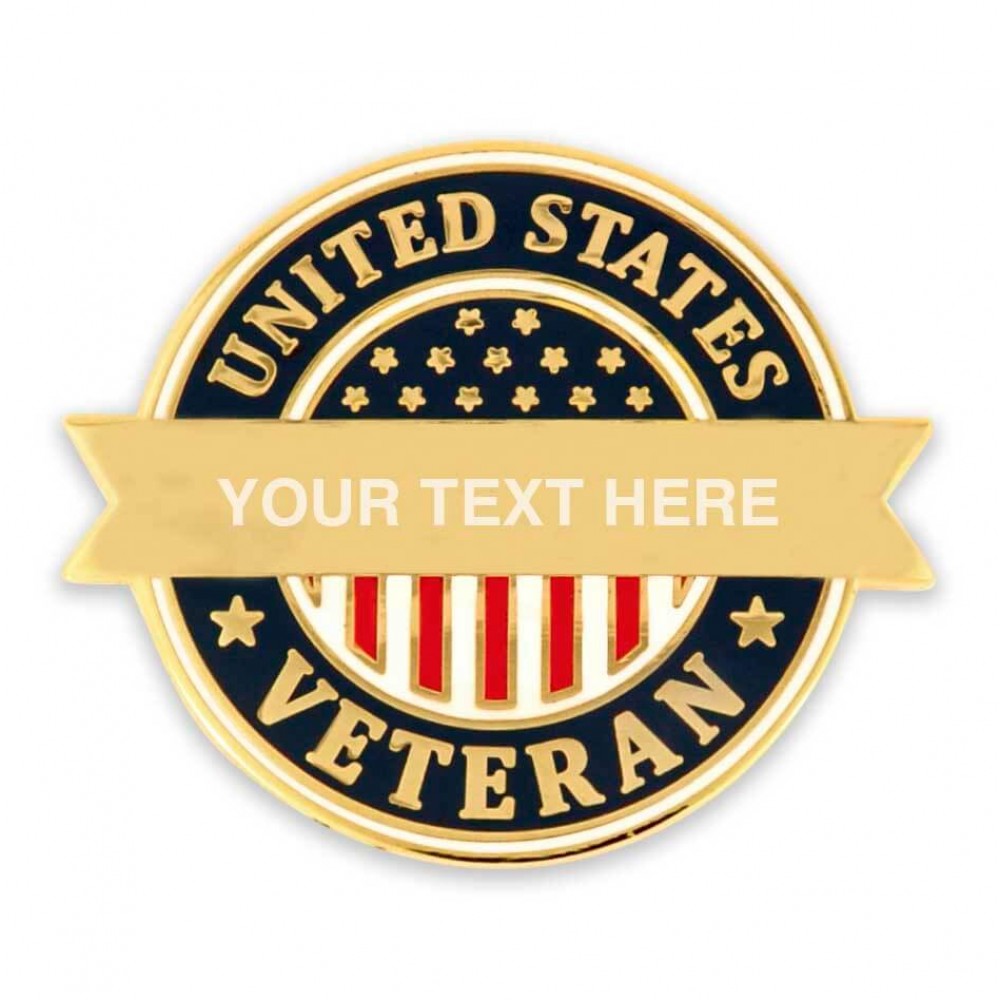 Logo Branded United States Veteran Pin-Engravable