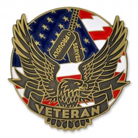 Logo Branded Proudly Served Veteran Pin