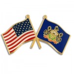 Pennsylvania & USA Crossed Flag Pin with Logo